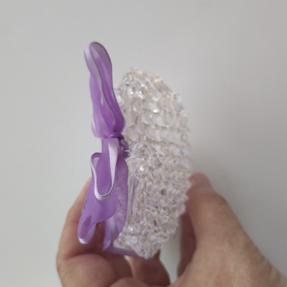 Hand Blown Spun Opalescence Glass Wire Ribbon Heart Art Gift - Picture 7 of 7